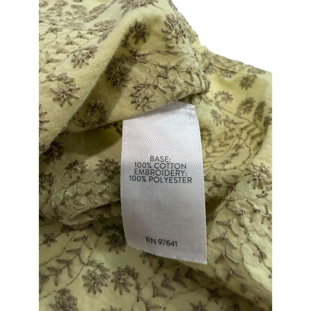 J. Jill Embroidered Button Down Shirt Womens Green Large, Floral Paisley Cotton - Picture 8 of 8